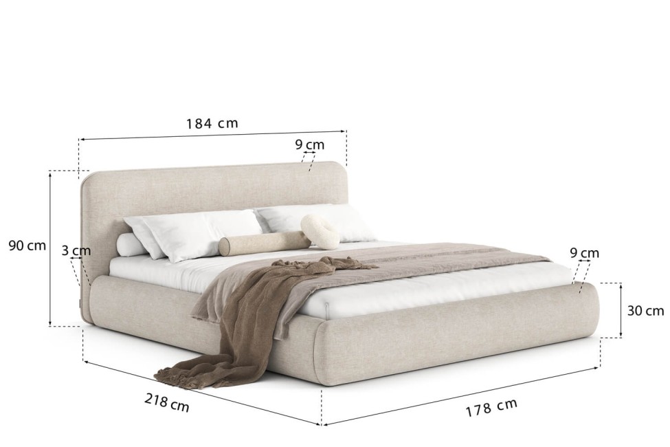 Łóżko Odette 160x200, tkanina WIND 05, stelaż metalowy