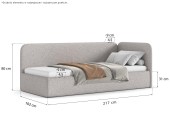 Łóżko Bao 90x200, tkanina LOOP 07, stelaż metalowy, strona prawa, otwierany bocznie