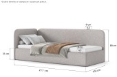 Łóżko Bao 90x200, tkanina LOOP 07, stelaż metalowy, strona lewa, otwierany bocznie