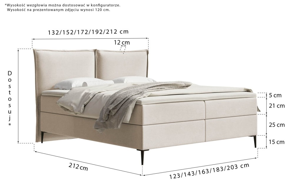 Łóżko kontynentalne Pillow Conti