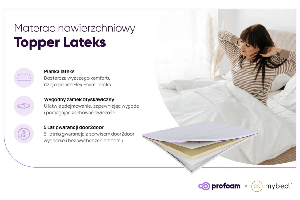 Materac nawierzchniowy topper Lateks