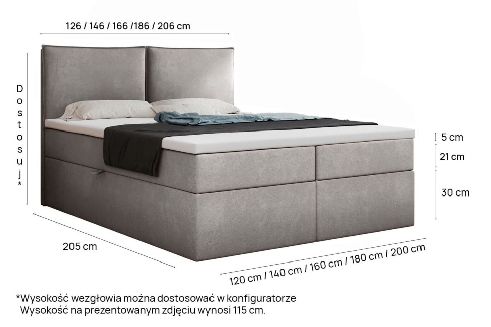 Łóżko kontynentalne Donato