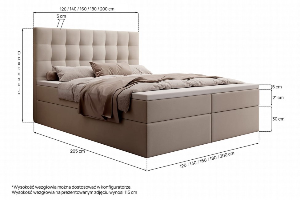 Łóżko kontynentalne Cube