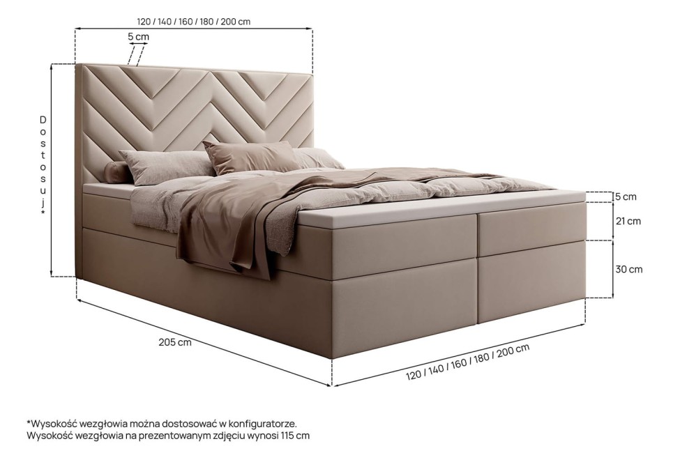 Łóżko kontynentalne Chevron