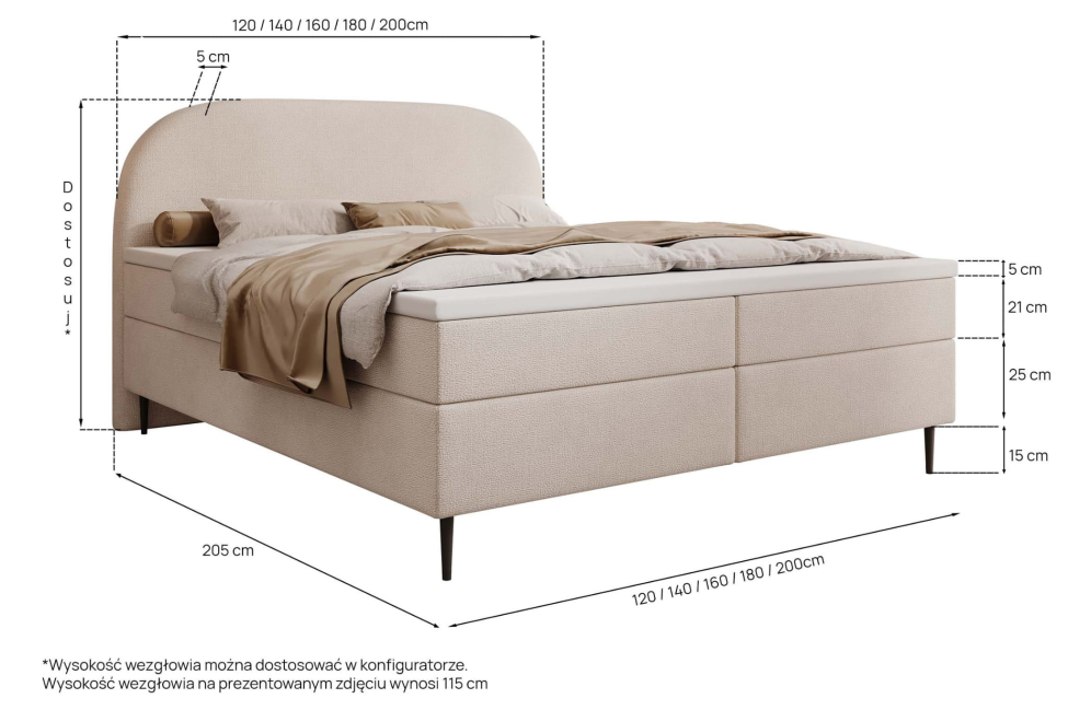 Łóżko kontynentalne Zen Conti