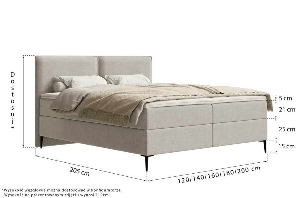 Łóżko kontynentalne Dazio