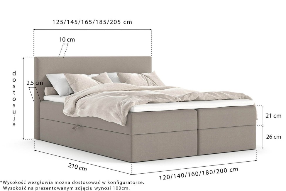 Łóżko kontynentalne Freya